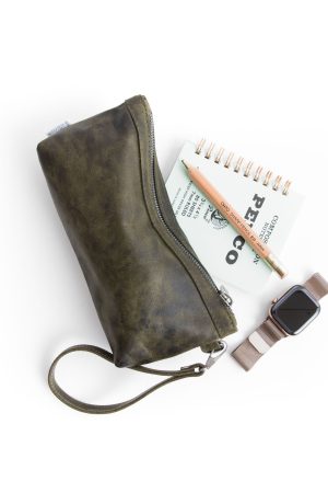 zip pouch with top stripe | lined | medium