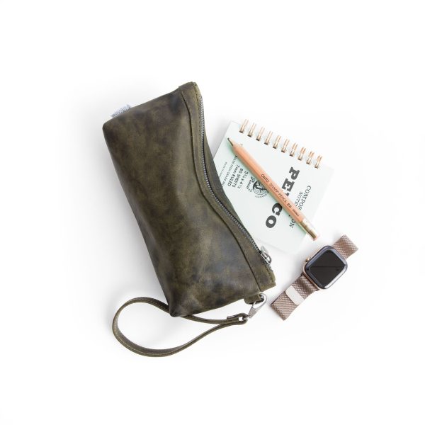 zip pouch with top stripe | lined | medium