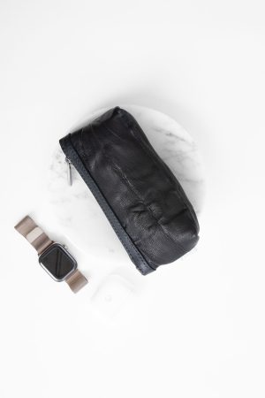 zip pouch with top stripe | lined | small