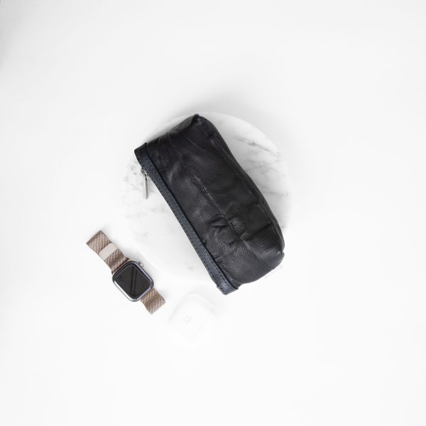 zip pouch with top stripe | lined | small
