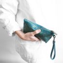 zip pouch with top stripe | lined | medium