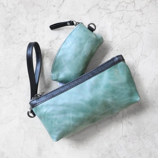 zip pouch with top stripe | lined | medium - Image 26