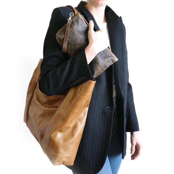 zip pouch with top stripe | lined | large - Image 2